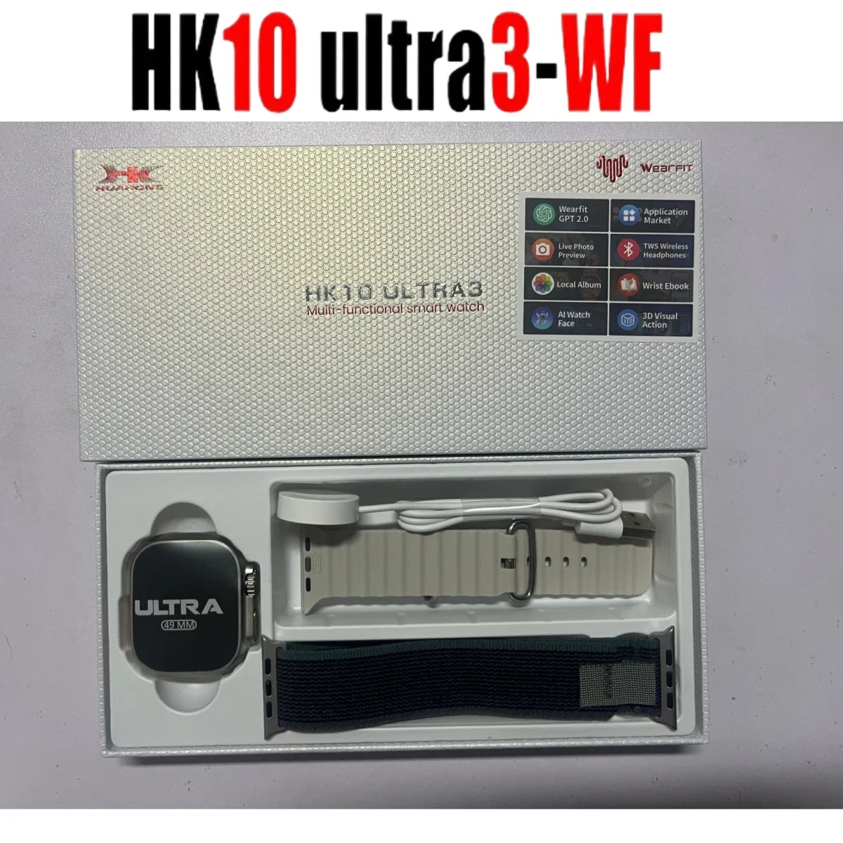 2025 Original HK10 Ultra 3-WF AMOLED 1GB ROM NFC Smart Watch WiFi ChatGPT Album Local Music TWS Bluetooth Men's Smart Watch