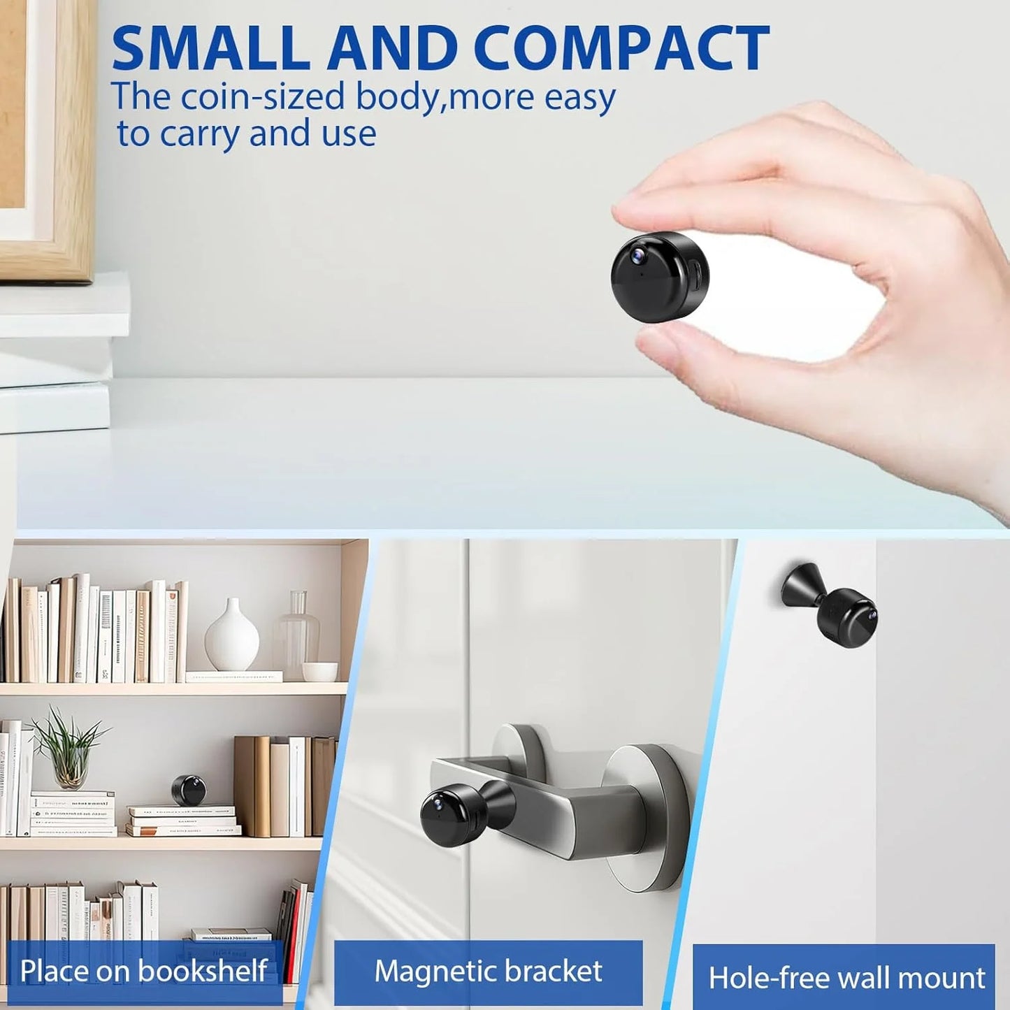 2.4G & 5G dual-band WIfi Mini Camera 1080P Wireless Small Cam for Home Security Auto Night Vision Magnetic Installation Cam