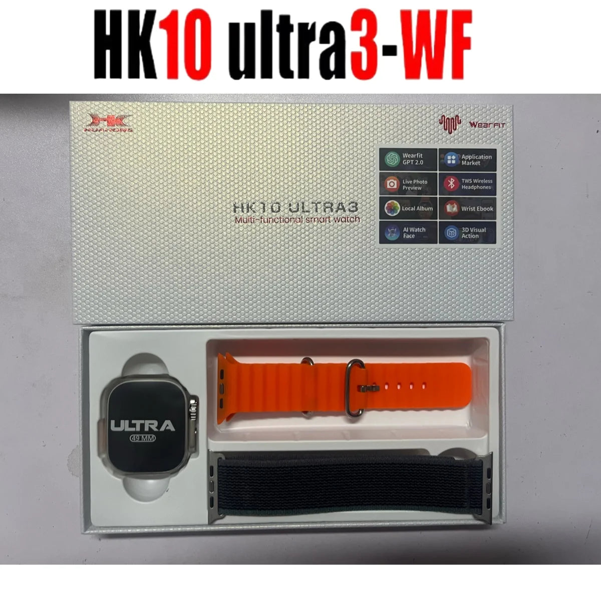 2025 Original HK10 Ultra 3-WF AMOLED 1GB ROM NFC Smart Watch WiFi ChatGPT Album Local Music TWS Bluetooth Men's Smart Watch