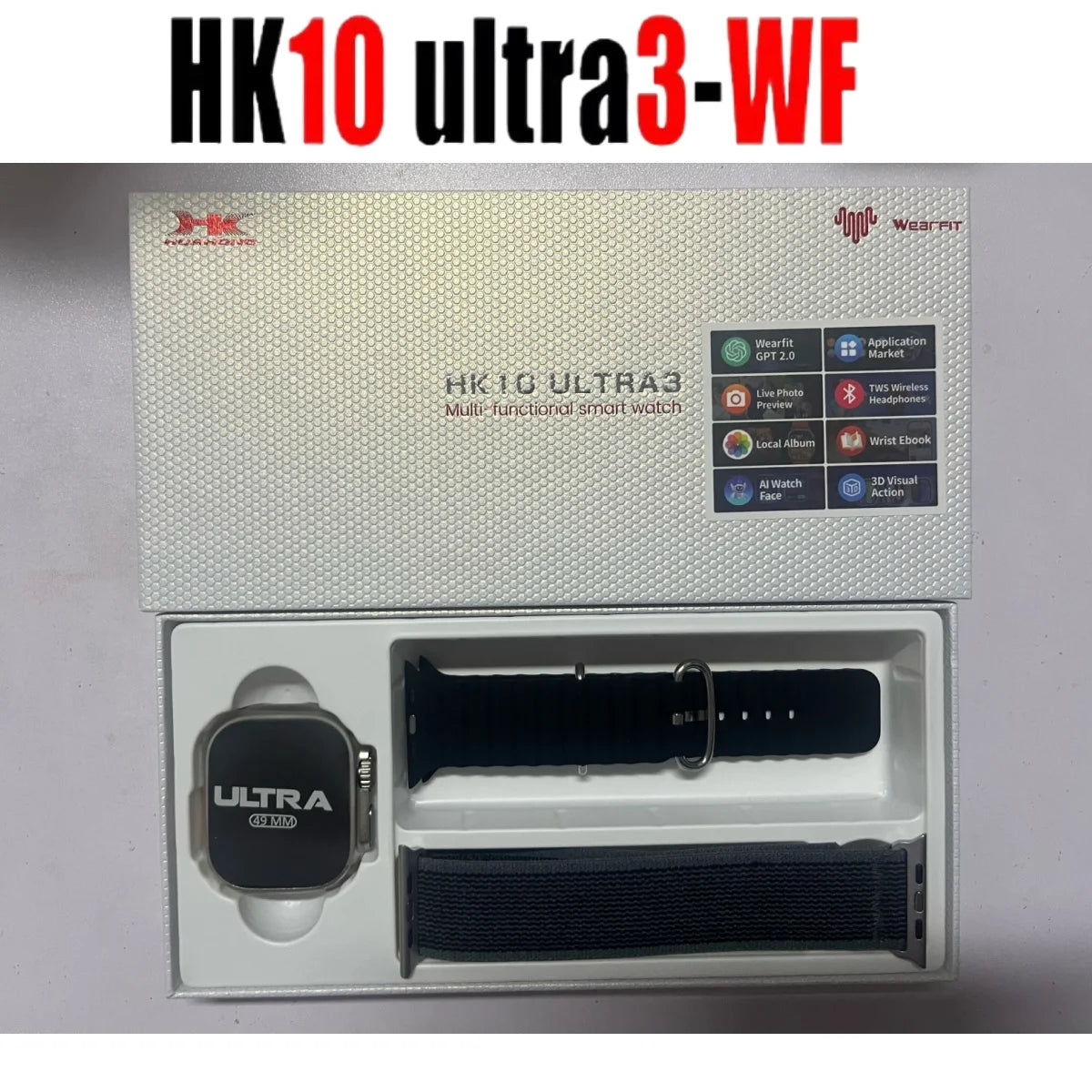 2025 Original HK10 Ultra 3-WF AMOLED 1GB ROM NFC Smart Watch WiFi ChatGPT Album Local Music TWS Bluetooth Men's Smart Watch