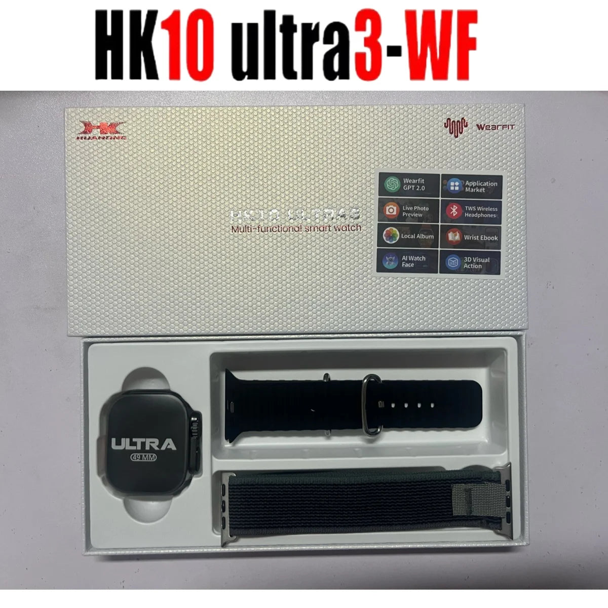 2025 Original HK10 Ultra 3-WF AMOLED 1GB ROM NFC Smart Watch WiFi ChatGPT Album Local Music TWS Bluetooth Men's Smart Watch