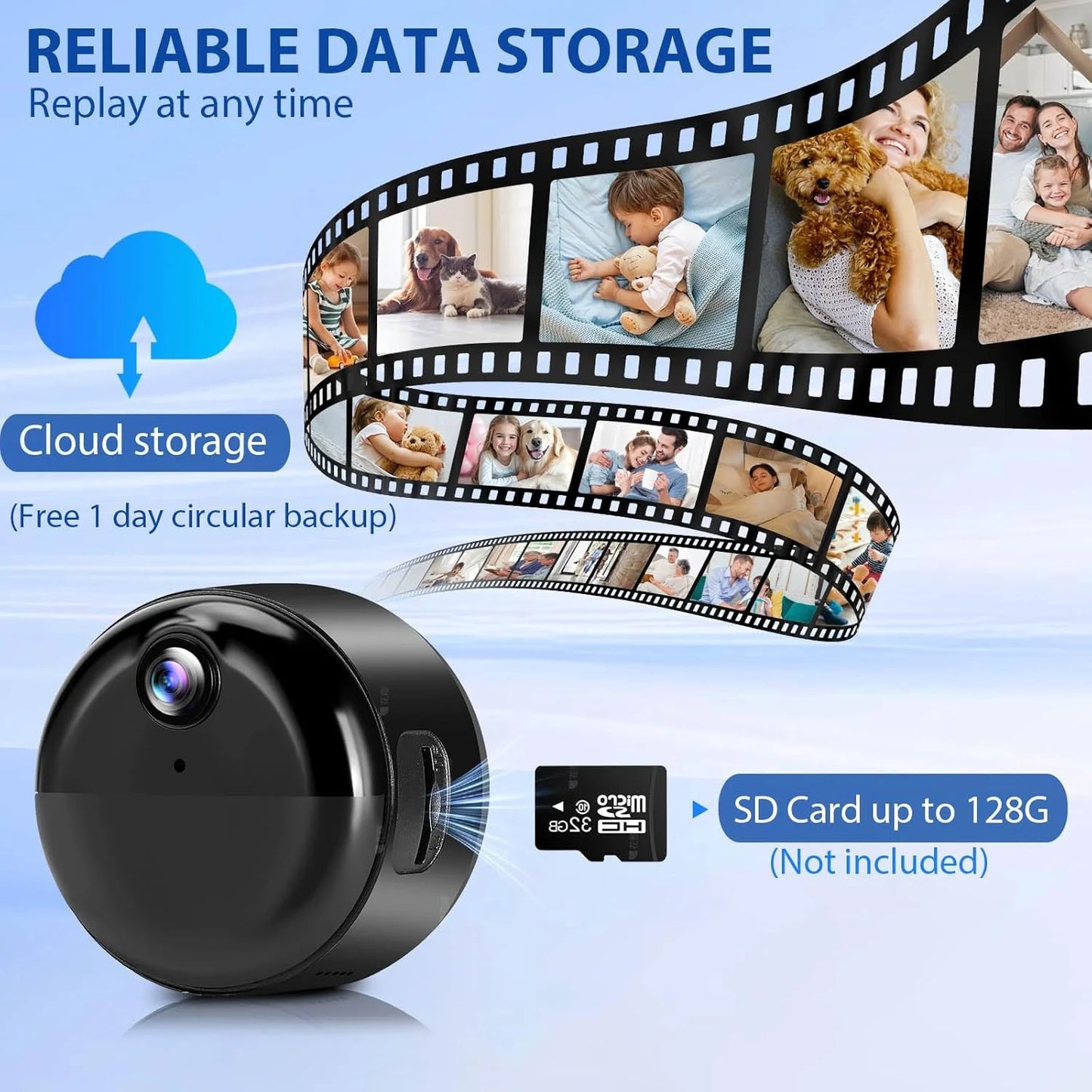 2.4G & 5G dual-band WIfi Mini Camera 1080P Wireless Small Cam for Home Security Auto Night Vision Magnetic Installation Cam
